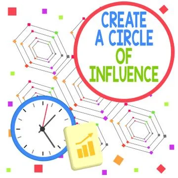 Handwriting text Create A Circle Of Influence. Concept meaning Be an influencer Illustrazione stock