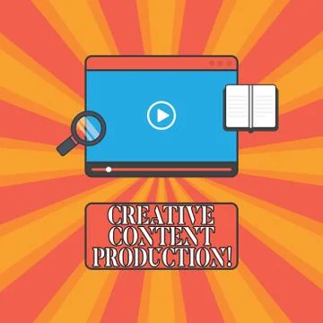 Handwriting text Creative Content Production. Concept meaning Developing and Illustrazione stock