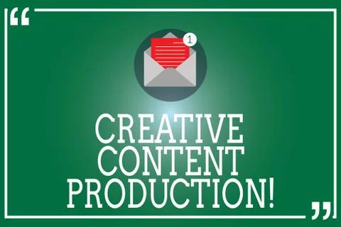 Handwriting text Creative Content Production. Concept meaning Developing and Stock Illustration