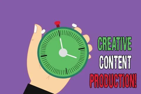 Handwriting text Creative Content Production. Concept meaning Developing and Illustrazione stock