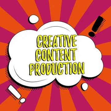 Handwriting text Creative Content Production. Business overview providing people Stock Illustration