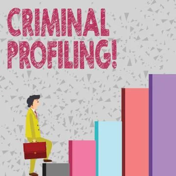 Handwriting text Criminal Profiling. Concept meaning Develop profiles for Stock Illustration