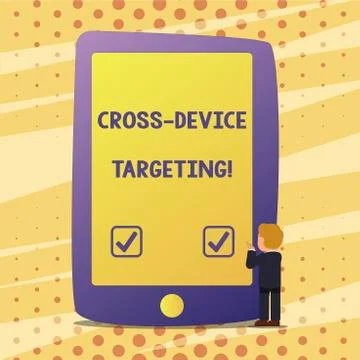 Handwriting text Cross Device Targeting. Concept meaning identifying delivering 库存插图