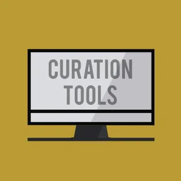 Handwriting text Curation Tools. Concept meaning Software used in gathering Illustrazione stock