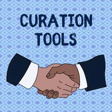 Handwriting text Curation Tools. Concept meaning Software used in gathering Stock Illustration