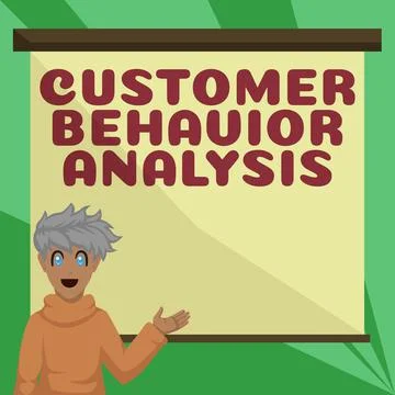 Handwriting text Customer Behavior Analysis. Business overview buying behaviour Stock Illustration