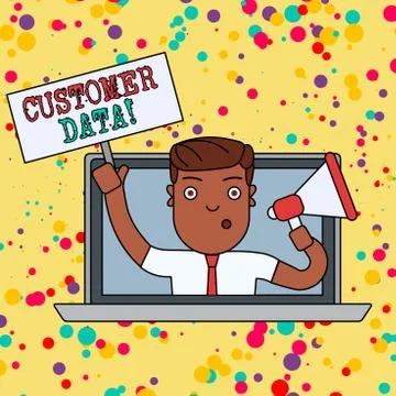 Handwriting text Customer Data. Concept meaning all records and information Stock Illustration