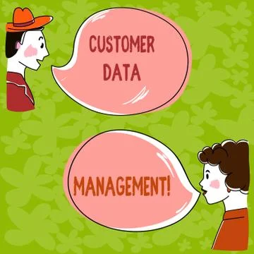Handwriting text Customer Data Management. Concept meaning Keep track and Stock Illustration