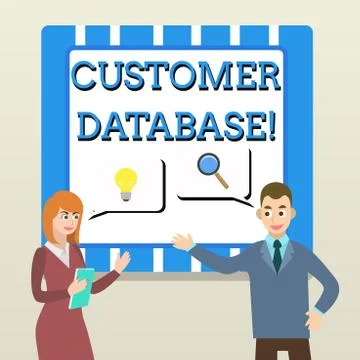Handwriting text Customer Database. Concept meaning uptodate on customer Stock Illustration