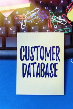 Handwriting text Customer Database. Internet Concept uptodate on customer Stock Photos