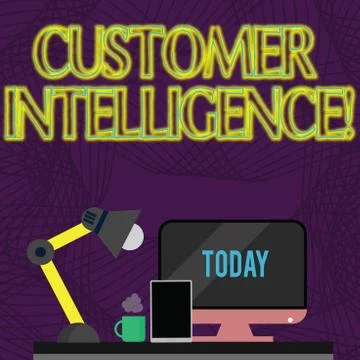 Handwriting text Customer Intelligence. Concept meaning process of analyzing Illustrazione stock