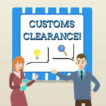 Handwriting text Customs Clearance. Concept meaning documentations required t Stock Illustration