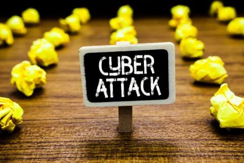 Handwriting text Cyber Attack. Concept meaning An attempt by hackers to Damage Stock Photos