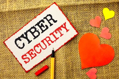 Handwriting text Cyber Security. Concept meaning Online prevention of attacks Stock Photos
