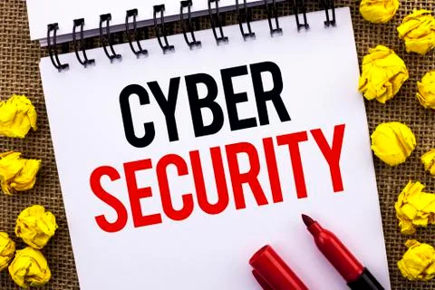 Handwriting text Cyber Security. Concept meaning Online prevention of attacks Stock Photos