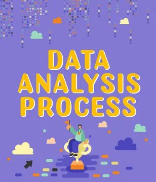 Handwriting text Data Analysis Process. Concept meaning the procedures or Illustrazione stock