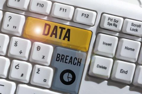 Handwriting text Data Breach. Business concept unauthorized release of Stock Photos