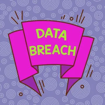 Handwriting text Data Breach. Concept meaning incident in which sensitive or Illustrazione stock