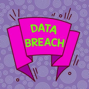 Handwriting text Data Breach. Concept meaning incident in which sensitive or 스톡 일러스트