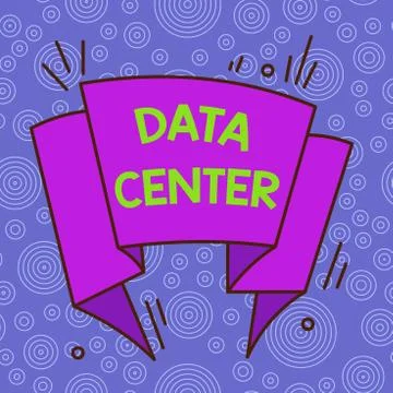 Handwriting text Data Center. Concept meaning a repository that houses computing 库存插图