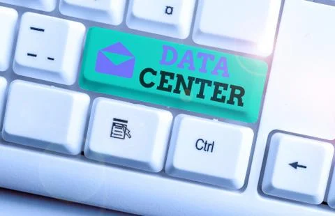 Handwriting text Data Center. Concept meaning a repository that houses computing Stock Photos