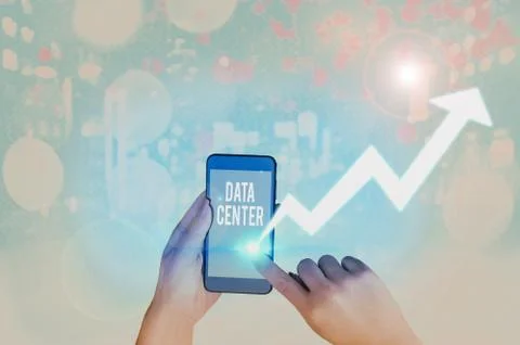 Handwriting text Data Center. Concept meaning a repository that houses computing Stock Photos