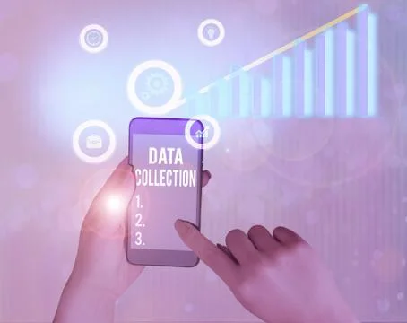 Handwriting text Data Collection. Concept meaning gathering and measuring Stock Photos