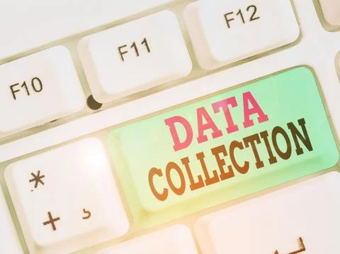 Handwriting text Data Collection. Concept meaning gathering and measuring Stock Photos