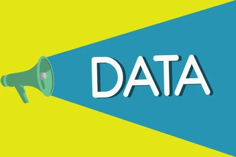 Handwriting text Data. Concept meaning Piece of information Facts and statist Stock Illustration
