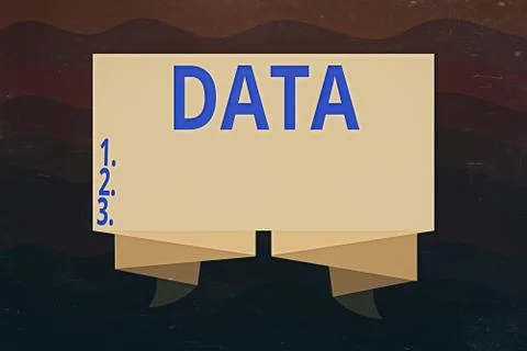 Handwriting text Data. Concept meaning Piece of information Facts and statistics Stock Illustration