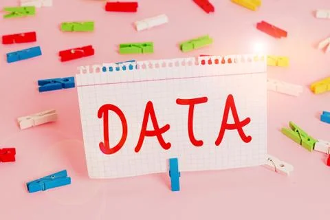 Handwriting text Data. Concept meaning Piece of information Facts and statistics Stockfoto's
