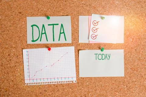 Handwriting text Data. Concept meaning Piece of information Facts and statistics Stockfoto's