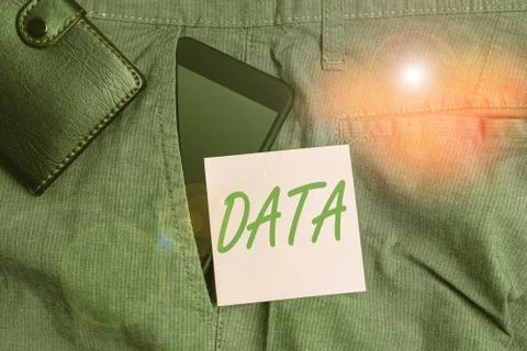 Handwriting text Data. Concept meaning Piece of information Facts and statistics Foto stock