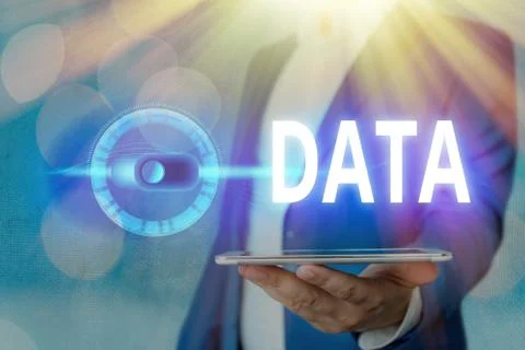 Handwriting text Data. Concept meaning Piece of information Facts and statistics 写真素材