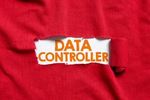 Handwriting text Data Controller. Business showcase person who determines the Stockfoto's