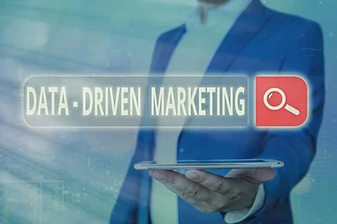 Handwriting text Data driven Marketing. Concept meaning process by which Stock Photos