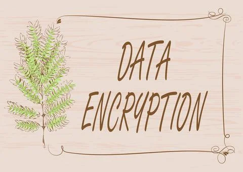 Handwriting text Data Encryption. Business idea Symmetrickey algorithm for the 스톡 일러스트