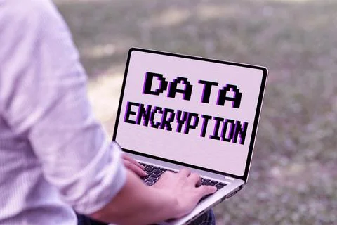 Handwriting text Data Encryption. Business showcase Conversion of data into code Stock Photos
