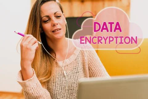 Handwriting text Data Encryption. Business idea Symmetrickey algorithm for the Stock Photos