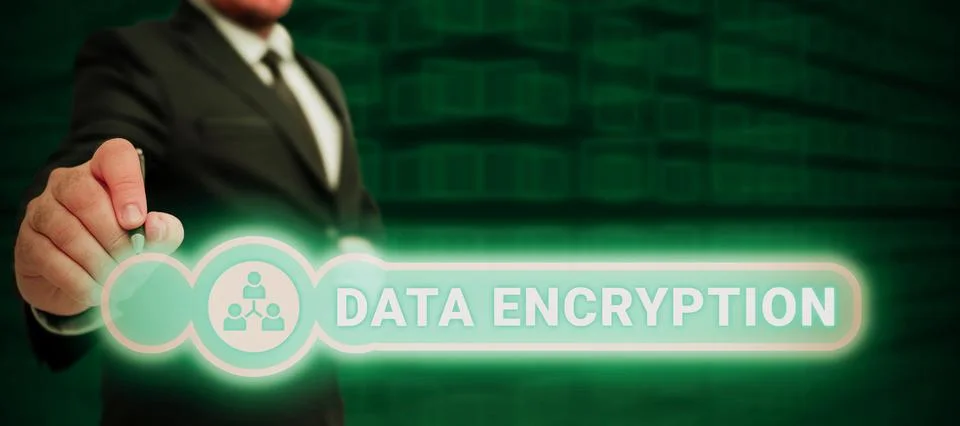 Handwriting text Data Encryption. Business showcase Conversion of data into code Stock Photos