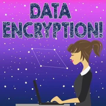 Handwriting text Data Encryption. Concept meaning another form code that only Stock Illustration