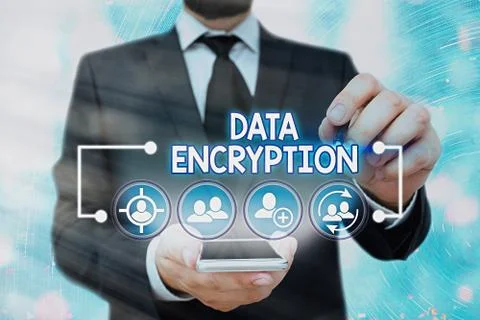 Handwriting text Data Encryption. Concept meaning Symmetrickey algorithm for the Stock Photos