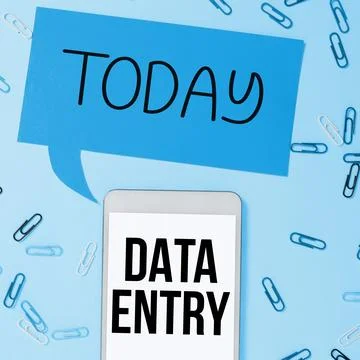 Handwriting text Data Entry. Word for process of inputting data or information Foto stock