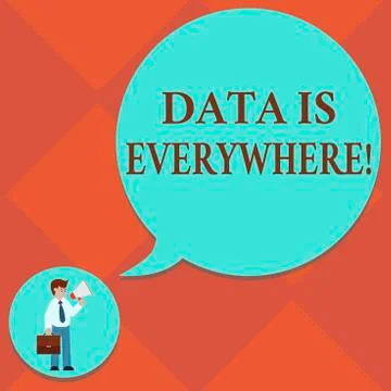 Handwriting text Data Is Everywhere. Concept meaning Information raw or Stock Illustration
