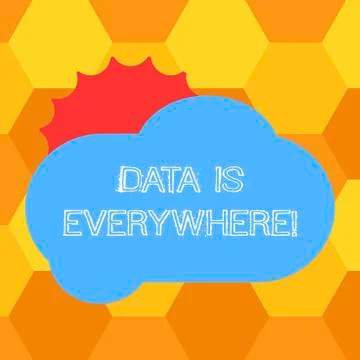 Handwriting text Data Is Everywhere. Concept meaning Information raw or Stock Illustration