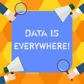 Handwriting text Data Is Everywhere. Concept meaning Information raw or Stock Illustration