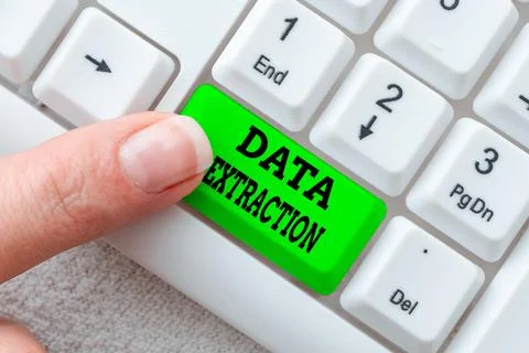 Handwriting text Data Extraction. Business overview act or process of retrieving Stock Photos