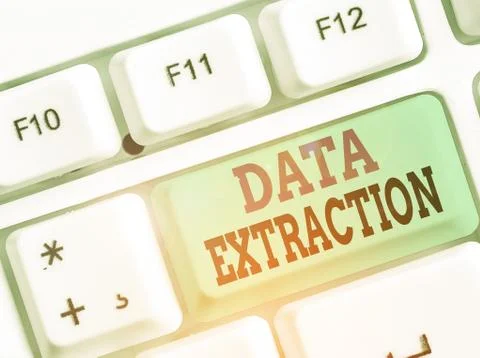 Handwriting text Data Extraction. Concept meaning act or process of retrieving Stock Photos
