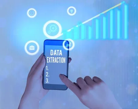 Handwriting text Data Extraction. Concept meaning act or process of retrieving Stock Photos