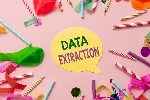 Handwriting text Data Extraction. Word Written on act or process of retrieving Stock Photos